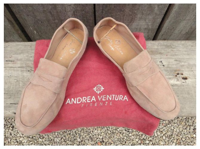 Autre Marque Mocassini Andrea Ventura Beige Camoscio - vista 2