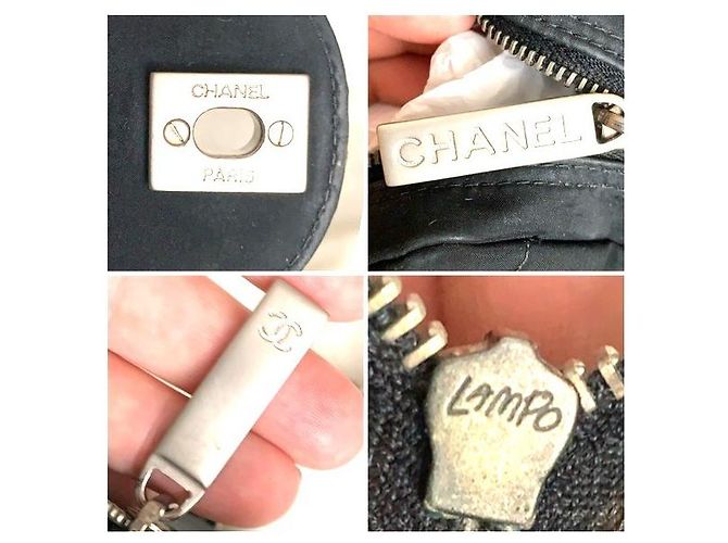 Bolsa transversal CHANEL acolchoada quadrada Jumbo com hardware prateado em nylon. Preto - vista 5