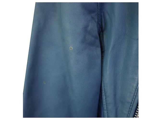 Giubbotto Biker Maje in Pelle Blu - vista 2