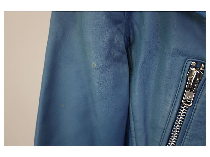 Giubbotto Biker Maje in Pelle Blu - vista 6
