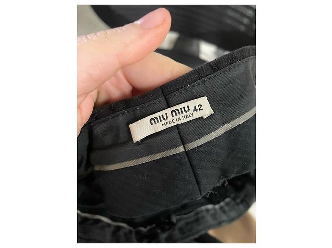 Miu Miu Hose mit niedriger Taille aus schwarzer Baumwolle - Ansicht 3