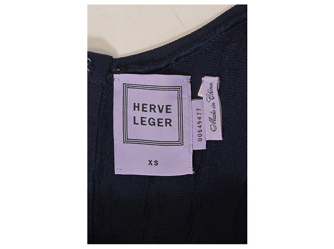 Abito Herve Leger con scollo rotondo in lana blu scuro Blu navy - vista 10