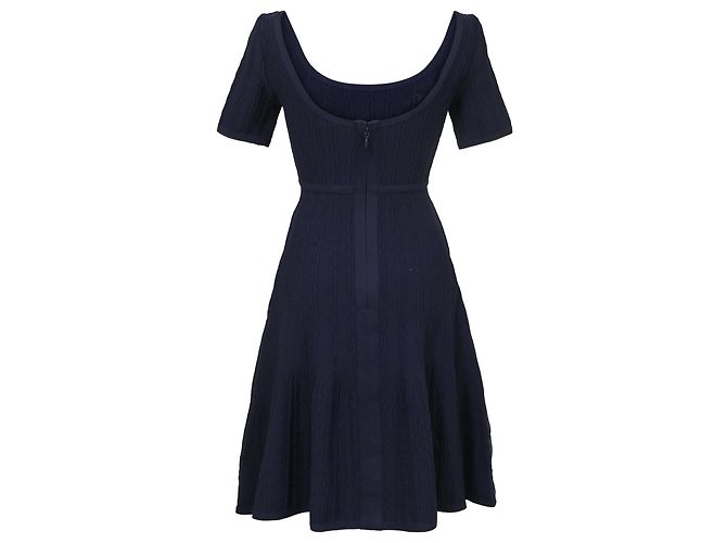 Abito Herve Leger con scollo rotondo in lana blu scuro Blu navy - vista 3
