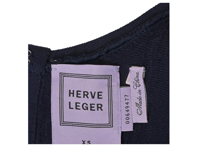 Abito Herve Leger con scollo rotondo in lana blu scuro Blu navy - vista 5