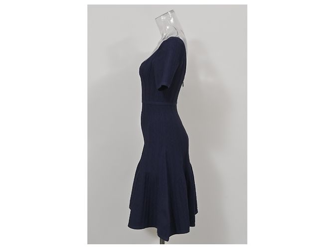 Abito Herve Leger con scollo rotondo in lana blu scuro Blu navy - vista 7