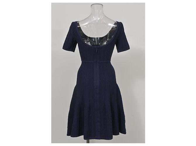 Abito Herve Leger con scollo rotondo in lana blu scuro Blu navy - vista 8