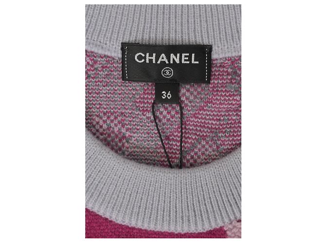 Timeless Stricktop mit Chanel-Logo aus rosa Kaschmir Braun Pink - Ansicht 10