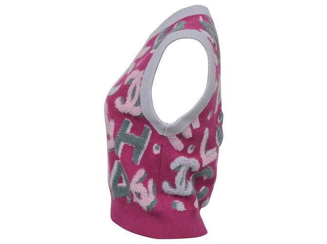 Timeless Stricktop mit Chanel-Logo aus rosa Kaschmir Braun Pink - Ansicht 2