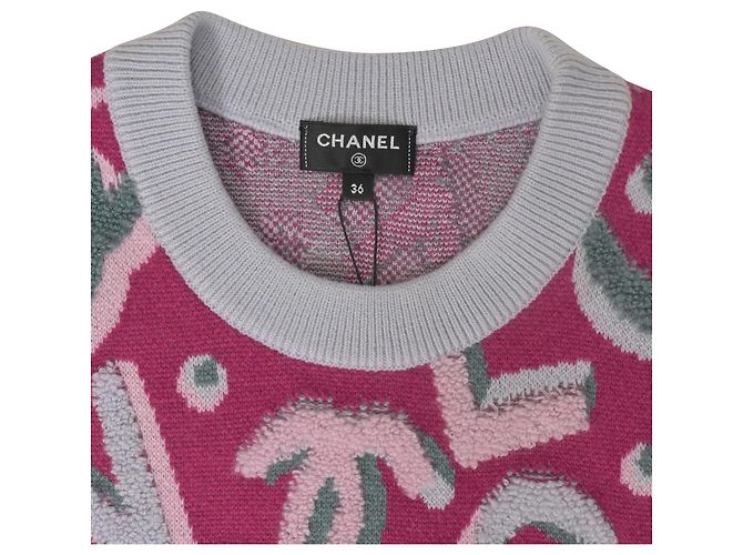 Timeless Stricktop mit Chanel-Logo aus rosa Kaschmir Braun Pink - Ansicht 4