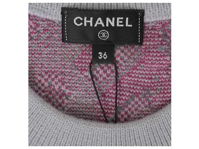 Timeless Stricktop mit Chanel-Logo aus rosa Kaschmir Braun Pink - Ansicht 5