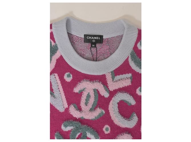 Timeless Stricktop mit Chanel-Logo aus rosa Kaschmir Braun Pink - Ansicht 9