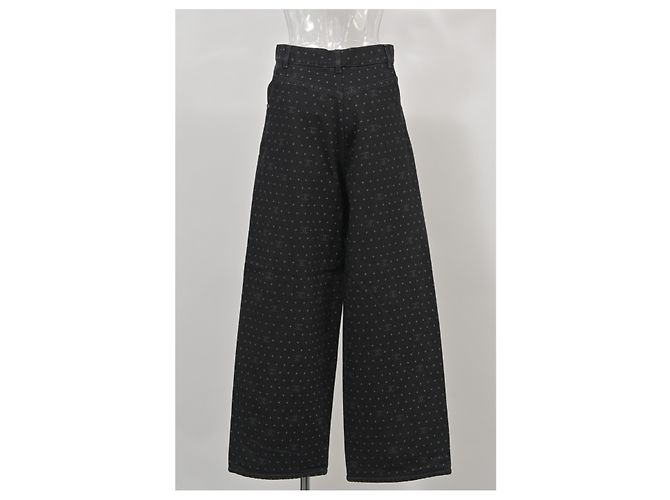 Chanel 2023 Vaqueros de pernera ancha con logo CC en algodón negro - vista 7