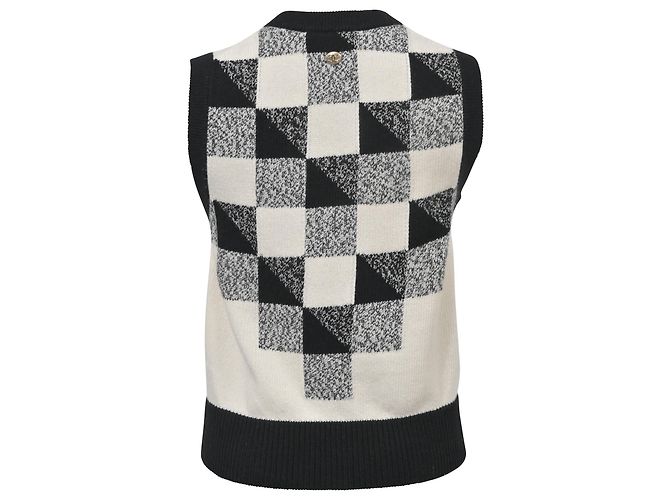 Timeless Chanel Coco Mark Strickweste aus schwarzem Kaschmir - Ansicht 3