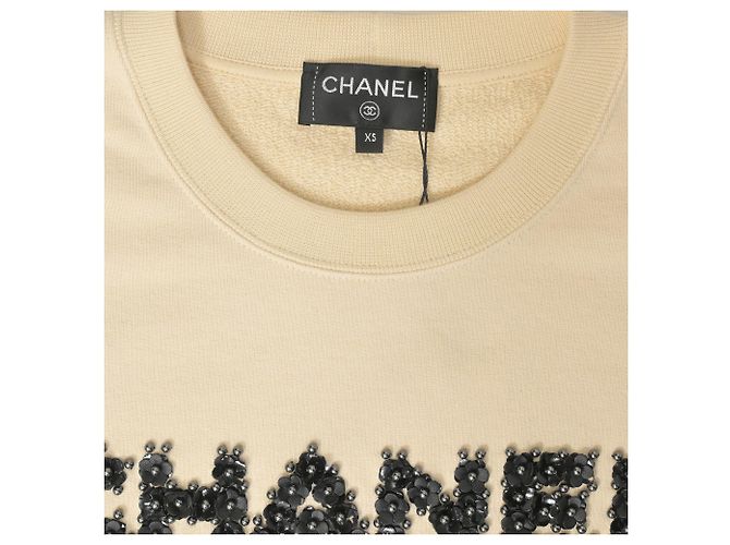 Cambon Chanel Pre-Fall 2020 Jersey con adornos Camélia en algodón beige Castaño - vista 4