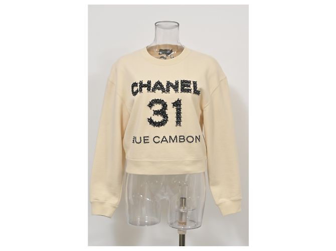 Cambon Chanel Pre-Fall 2020 Jersey con adornos Camélia en algodón beige Castaño - vista 6