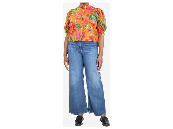 Farm Rio Orange Blooming Garden Bluse - Größe M - Ansicht 2