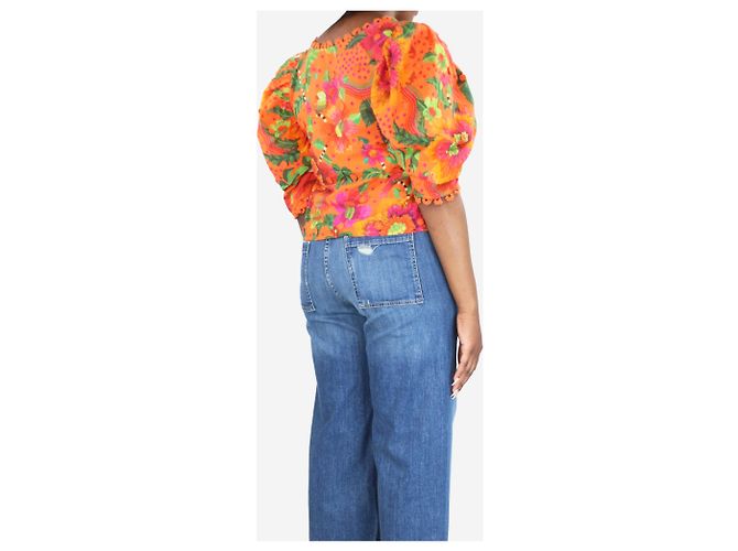 Farm Rio Orange Blooming Garden Bluse - Größe M - Ansicht 3