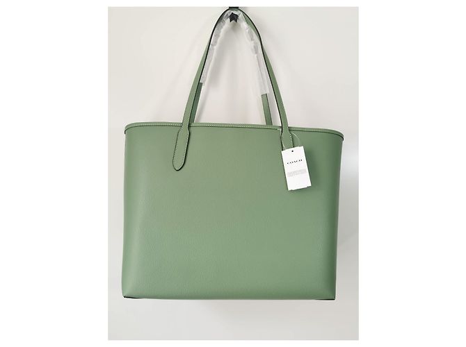 Borsa shopper Coach City in pelle verde Verde chiaro - vista 10