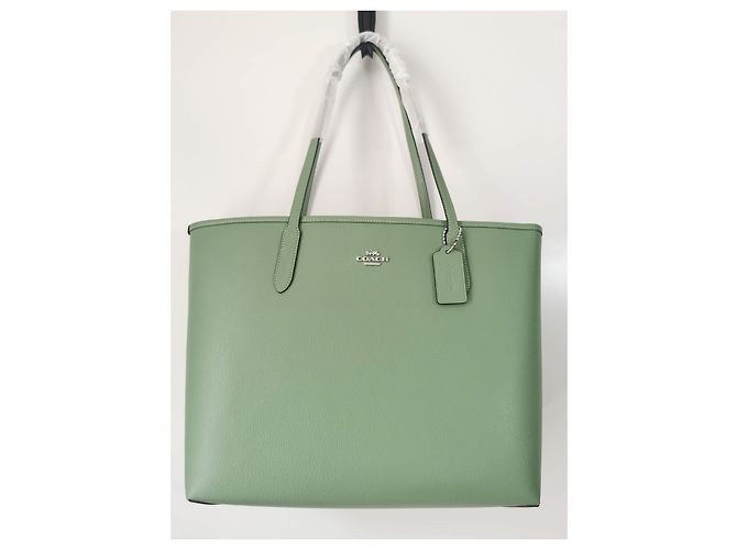Borsa shopper Coach City in pelle verde Verde chiaro - vista 9