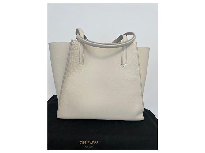 Saco tote Zadig & Voltaire LE BORDERLINE em couro cru Fora de branco - vista 3
