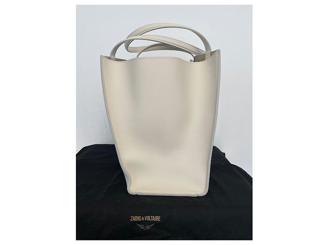 Saco tote Zadig & Voltaire LE BORDERLINE em couro cru Fora de branco - vista 4