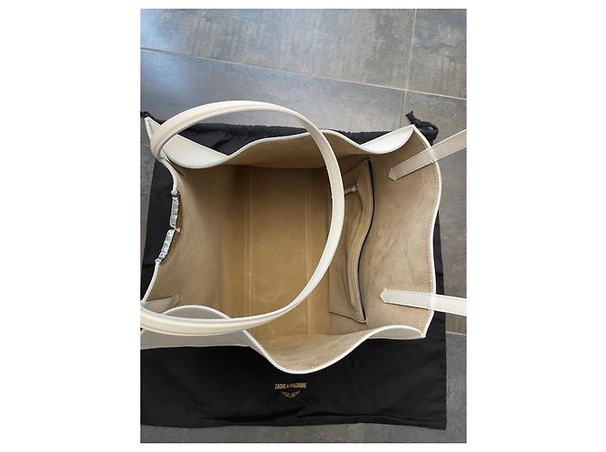 Saco tote Zadig & Voltaire LE BORDERLINE em couro cru Fora de branco - vista 7