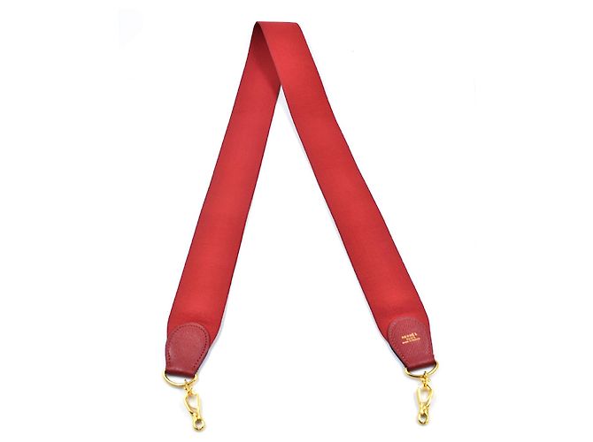 Tracolla Hermès Rossa in Pelle con Hardware Oro Rosso - vista 2