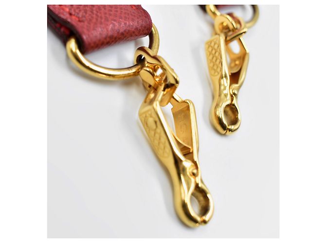 Tracolla Hermès Rossa in Pelle con Hardware Oro Rosso - vista 4
