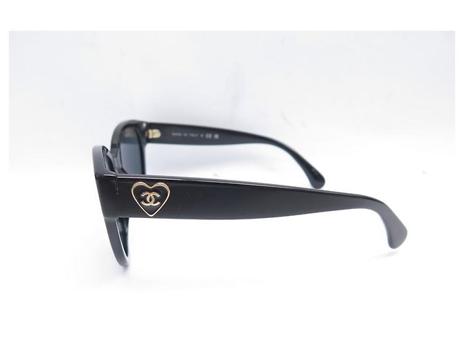 CHANEL BUTTERFLY SUNGLASSES 5477 HEART LOGO CC BLACK SUNGLASSES