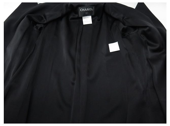 NEUE CHANEL LANGE JACKE P31042 GRÖSSE 34 S AUS SCHWARZER WOLLJACKE - Ansicht 4