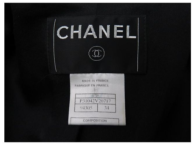 NEUE CHANEL LANGE JACKE P31042 GRÖSSE 34 S AUS SCHWARZER WOLLJACKE - Ansicht 5