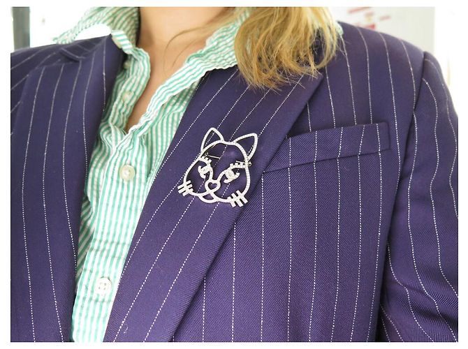 CHANEL CHOUPETTE CAT BROOCH SILVER STRASS + COLLECTOR'S BOX NEW BROOCH Silvery - view 10