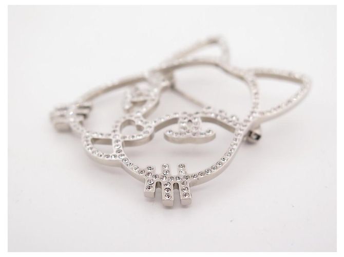 CHANEL CHOUPETTE CAT BROOCH SILVER STRASS + COLLECTOR'S BOX NEW BROOCH Silvery - view 3