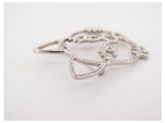 CHANEL CHOUPETTE CAT BROOCH SILVER STRASS + COLLECTOR'S BOX NEW BROOCH Silvery - view 4