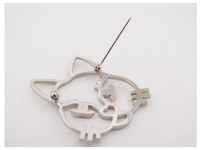 CHANEL CHOUPETTE CAT BROOCH SILVER STRASS + COLLECTOR'S BOX NEW BROOCH Silvery - view 5