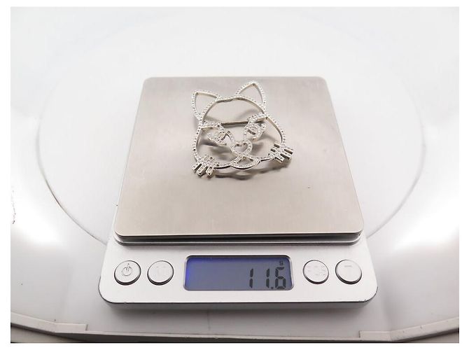 CHANEL CHOUPETTE CAT BROOCH SILVER STRASS + COLLECTOR'S BOX NEW BROOCH Silvery - view 7