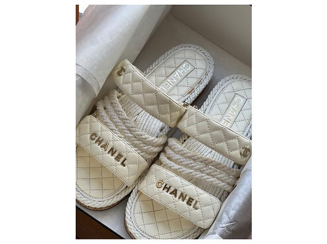 Chanel Spartiaten Sandalen 39 Beige - Ansicht 4