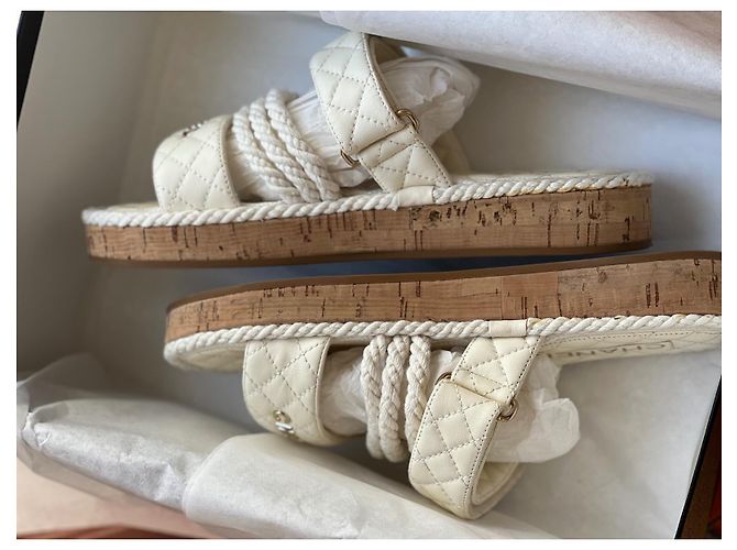 Chanel Spartiaten Sandalen 39 Beige - Ansicht 5