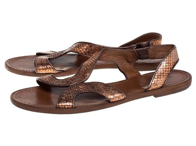 Bottega Veneta Sandalias de bronce Python - vista 2