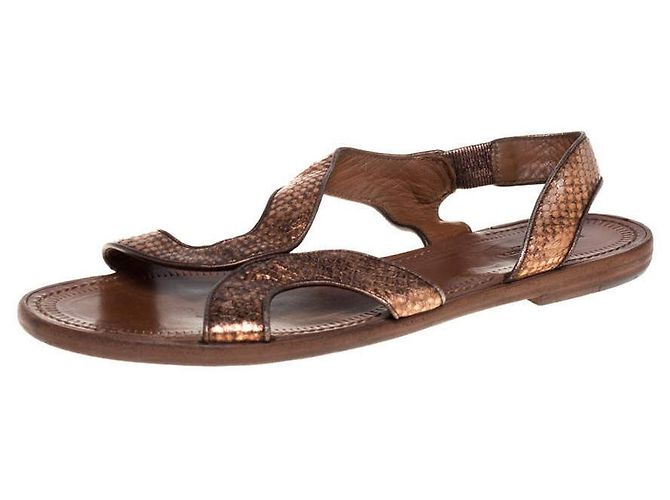 Bottega Veneta Sandalias de bronce Python - vista 3