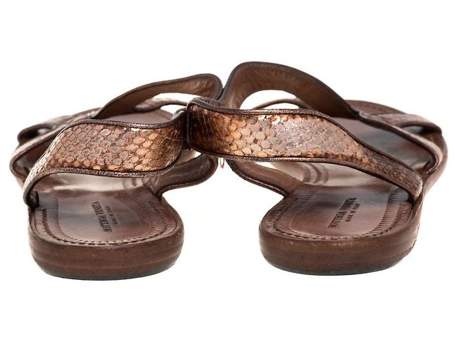 Bottega Veneta Sandalias de bronce Python - vista 5