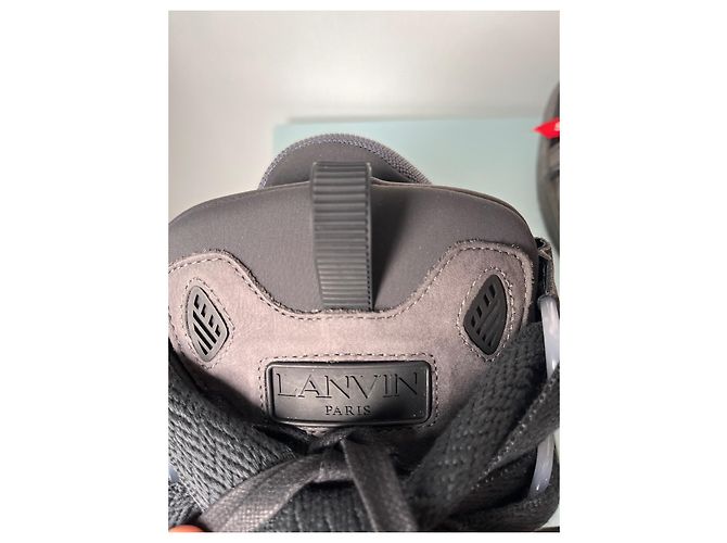 Sneakers Lanvin Curb in pelle di cervo nero e grigio - vista 7