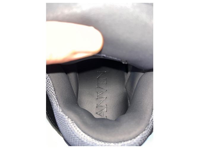 Sneakers Lanvin Curb in pelle di cervo nero e grigio - vista 9