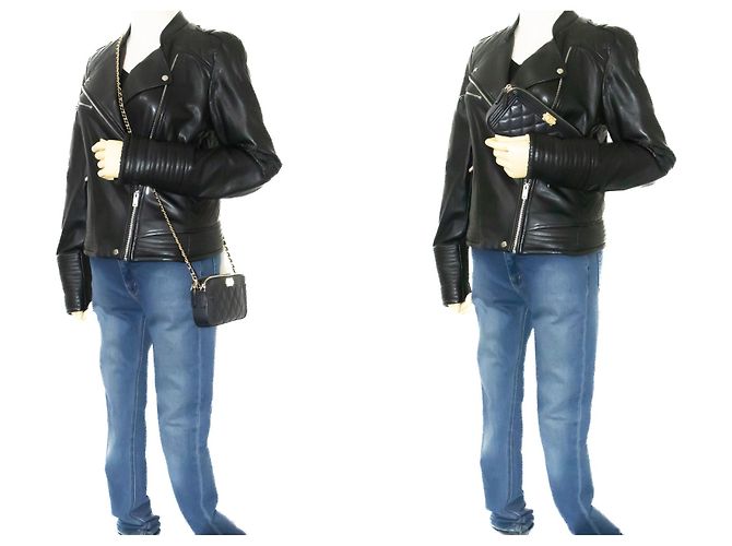 Portafoglio CHANEL Boy in caviale nero su catena con cerniera foderata WOC - vista 12