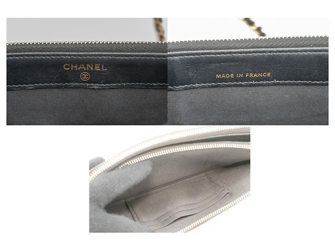 Portafoglio CHANEL Boy in caviale nero su catena con cerniera foderata WOC - vista 8