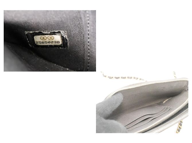 Portafoglio CHANEL Boy in caviale nero su catena con cerniera foderata WOC - vista 9
