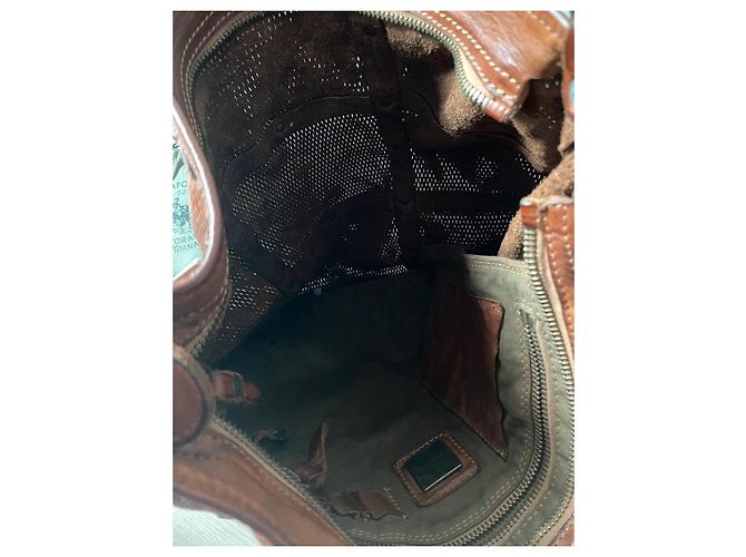 Borsa monospalla Campomaggi in pelle color cognac. - vista 15