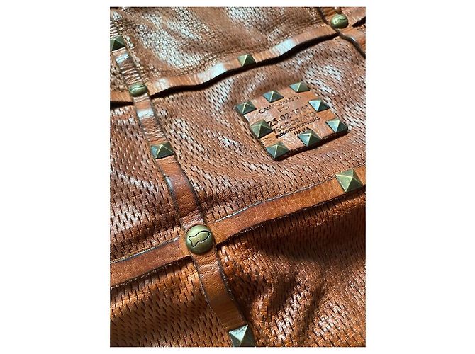 Borsa monospalla Campomaggi in pelle color cognac. - vista 17