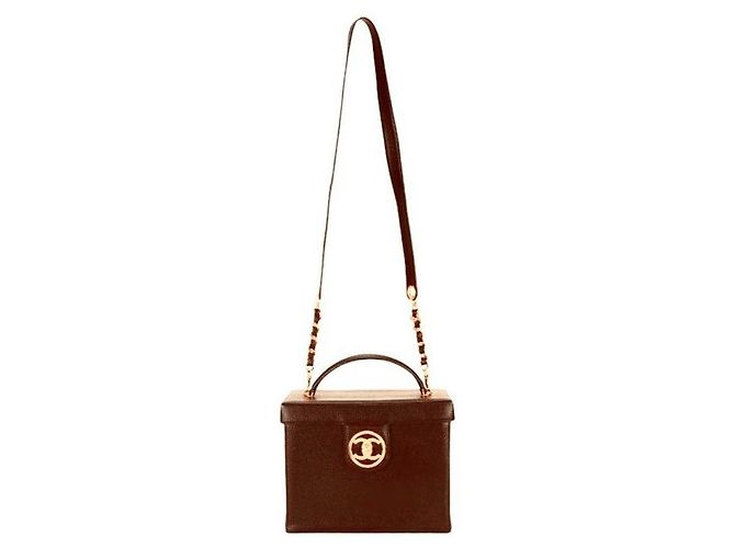 Borsa a tracolla con patta Chanel in caviale dorato 24 carati Marrone - vista 7