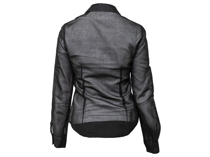 Moschino Jeans Camicia in cotone trasparente Nero - vista 2